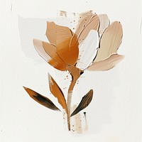 Flower with a brown brush stroke painting art plant.