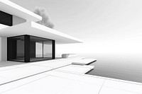 Black and white modern architect architecture building outdoors.