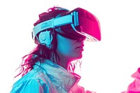 Woman wearing VR glasses futuristic photography portrait adult.