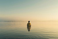 Meditation photography swimming outdoors. AI generated Image by rawpixel.