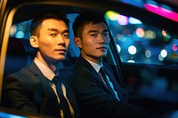 Hong Konger couple of gay grooms photography portrait vehicle.