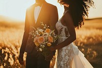 Black people in elopment wedding sunset bride adult.