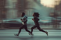 Black people running jogging adult determination.