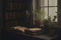 Dark academia publication bookshelf furniture.