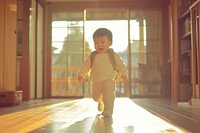 Happy baby walking in the house architecture accessories innocence.