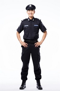 A police standing adult white background. AI generated Image by rawpixel.