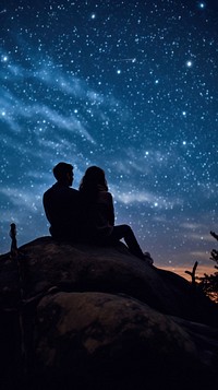 Night sky with stars background nature silhouette astronomy.