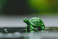Plastic tortoise toy reptile animal green.