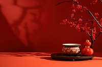 Chinese newyear red decoration tableware. AI generated Image by rawpixel.