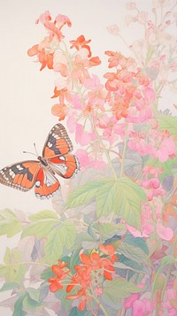 Cute butterfly in garden outdoors painting drawing.