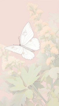 Cute butterfly in garden sketch drawing illustrated.