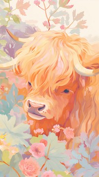 Baby highland cow livestock painting drawing.