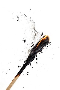 A match burnt brush white background splattered.