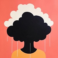 Silhouette shape of a women with a single flower and cloud art painting face. AI generated Image by rawpixel.