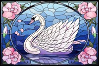 Swan illustration frame art glass bird.