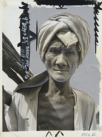 Portret van de Vietnamese boer Nguyen Vinh Lung, 1961, voorzien van een tekst die de visie van de VS op de situatie in Vietnam karakteriseert (1961) by anonymous