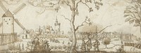 Landschap met gezicht op een stad (1623 - 1673) by Herman Breckerveld