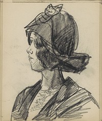 Vrouw met hoed, in profiel (1875 - 1934) by Isaac Israels
