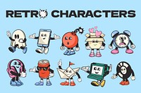 Retro character design element set