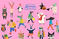 Craft collage animal character design element set