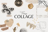 Vintage collage design element set