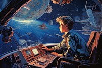 Kid study in space vehicle transportation electronics.