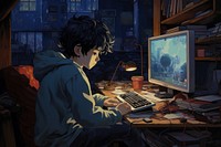 Japanese boy gaming furniture computer table.