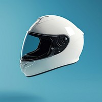 Front side motorcycle helmet  blue protection technology.