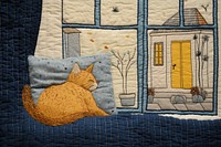 Cat sleep on window quilt quilting pattern.