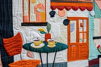Coffee shop pattern quilt art.