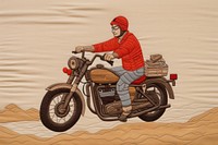 Delivery man ride motorcycle art vehicle drawing.
