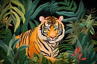 Tiger in jungle wildlife outdoors cartoon.