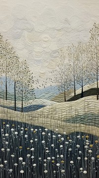 Embroidery of winter landscape art tranquility furniture.