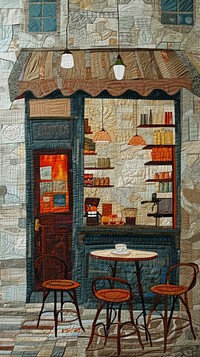 Embroidery of coffee shop architecture restaurant furniture.