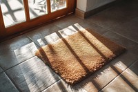 Minimal brown door mat shadow rug architecture.