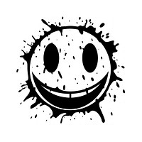 Smile face emoji black white line.