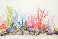 Colorful coral reef painting aquarium nature.