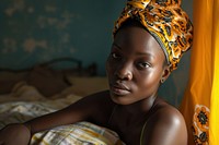 African teenager portrait bedroom photo.