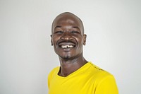 African man smile portrait t-shirt yellow.