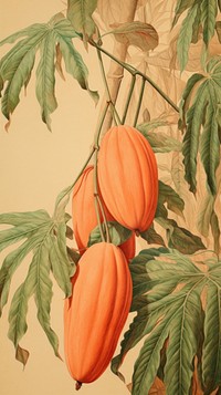 Wallpaper on papaya plant fruit leaf.