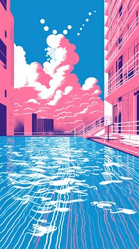 Wallpaper swimming pool outdoors city architecture.