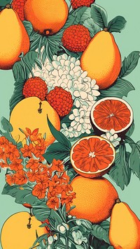 Wallpaper tropical fruit grapefruit painting pattern.