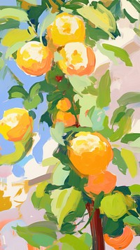 Chinese orange tree painting art backgrounds.