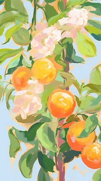 Chinese orange tree painting backgrounds grapefruit.