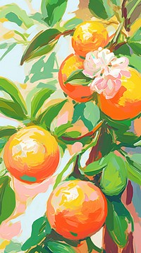 Chinese orange tree painting backgrounds grapefruit.