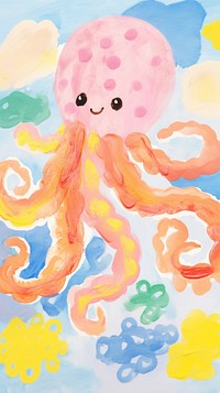 Cute octopus painting art cartoon.