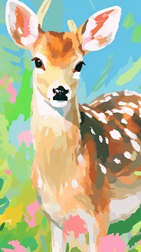 Cute deer wildlife painting cartoon.