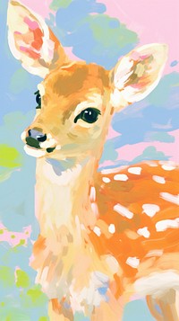 Cute deer painting cartoon animal.
