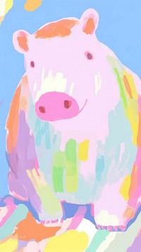 Cute hippo abstract painting cartoon.