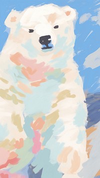 Cute polar bear abstract painting cartoon.
